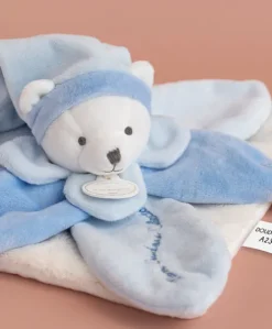 Doudou plat Ours Collector bleu - 24 cm