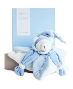 Doudou plat Ours Collector bleu - 24 cm