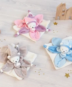 Doudou plat Ours Collector bleu - 24 cm