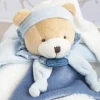 Doudou plat ours Petit chou - Bleu - 27  cm