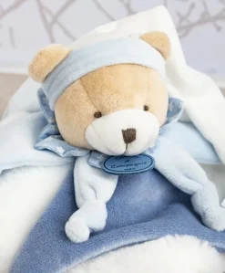 Doudou plat ours Petit chou - Bleu - 27  cm