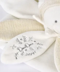 Doudou plat pétales Ours Blanc - 25 cm - Collection Anniversaire