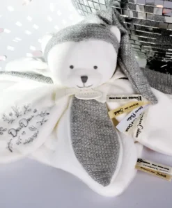Doudou plat pétales Ours Gris - 25 cm - Collection Anniversaire