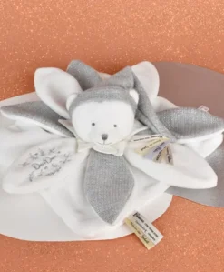 Doudou plat pétales Ours Gris - 25 cm - Collection Anniversaire