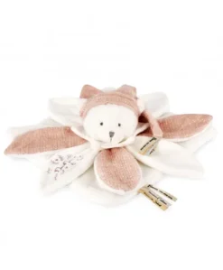 Doudou plat pétales Ours Rose - 25 cm - Collection Anniversaire