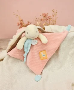 Doudou plat rose - LAPIN CIBOULETTE- 27 cm