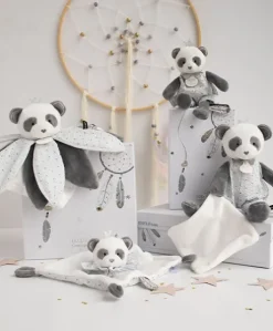 Doudou pétales Panda gris - Attrape-rêves - 26 cm