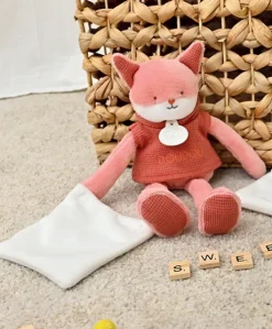 Doudou Renard rose avec mouchoir - Sweety - 25 cm