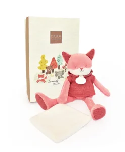 Doudou Renard rose avec mouchoir - Sweety - 25 cm