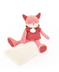 Doudou Renard rose avec mouchoir - Sweety - 25 cm