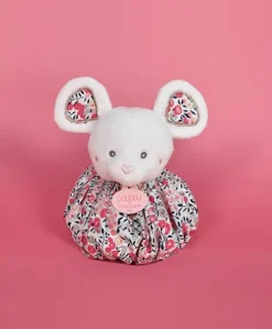 Doudou Souris blanche - Cocon - Balle d'éveil - 3 EN 1
