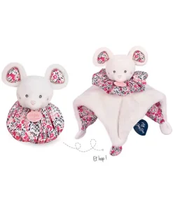 Doudou Souris blanche - Cocon - Balle d'éveil - 3 EN 1