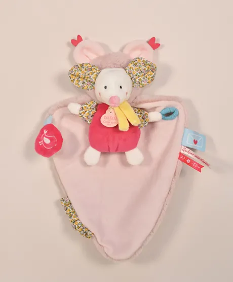 Doudou Souris blanche avec cape - Papillotte - 3 EN 1