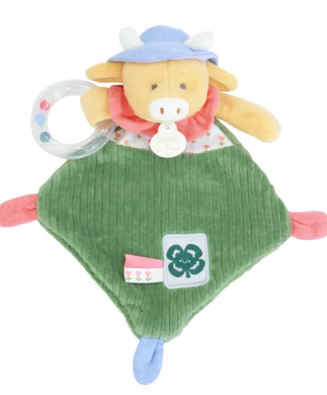 Doudou vache avec hochet billes - Aneth -21 cm