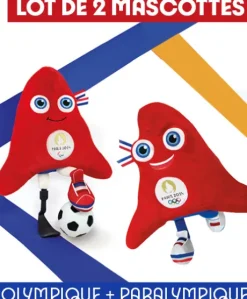 Duo de peluches mascottes Olympique et mascotte Paralympique JO paris 2024 - 23 CM