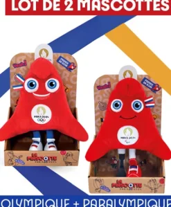 Duo Peluches Mascottes Officielles Jeux Olympiques et Paralympiques Paris 2024 - 27 cm - Boite Display