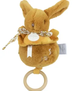 Lapin DOUDOU® - boite à musique lapin - 20 cm - Jaune moutarde