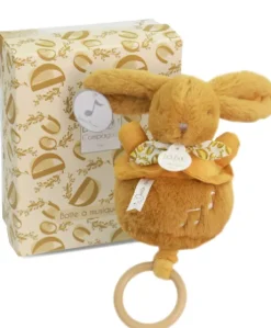 Lapin DOUDOU® - boite à musique lapin - 20 cm - Jaune moutarde
