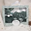 Lapin Doudou - Coffret cadeau Chaussons et Doudou Vert Sauge 15 cm