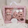 Lapin Doudou - Coffret cadeau Chaussons et Doudou Rose 15 cm