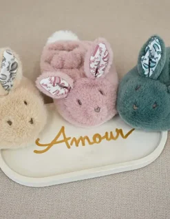Lapin Doudou - Coffret cadeau Chaussons et Doudou Rose 15 cm