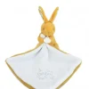 Lapin DOUDOU® - Doudou mouchoir Lapin- 10 cm - Jaune moutarde