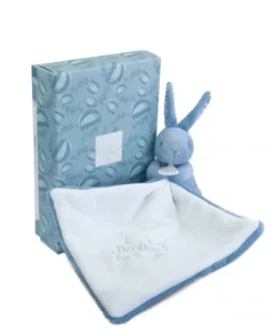 Lapin DOUDOU® - Doudou  mouchoir Lapin- 10 cm - Bleu