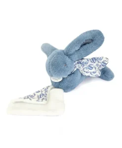 Lapin DOUDOU® - Peluche lapin Bleu avec doudou assorti - 16 cm