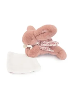 Lapin DOUDOU® - Peluche lapin Rose avec doudou assorti - 16 cm
