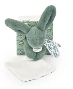 Lapin DOUDOU® - Peluche lapin Vert avec doudou assorti - 16 cm