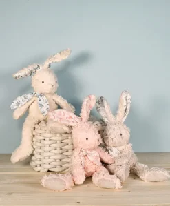 Lapin peluche rose en coton Bio 25 cm
