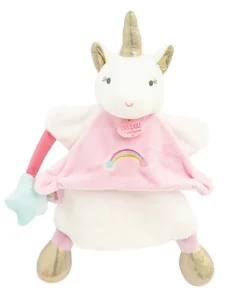 Marionnette à main Licorne rose - 25 cm