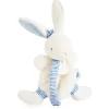 Mini doudou attache sucette lapin matelot bleu - 15 cm