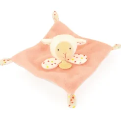 Mini Doudou mouton plat orange - 19 cm