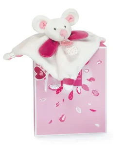 Mini doudou Souris rose - 20 cm