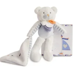 Ours avec doudou attache- sucette - 18 cm