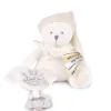 Ours en peluche Blanc attache-sucette - 20 cm - Collection Anniversaire