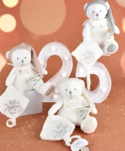 Ours en peluche Blanc attache-sucette - 20 cm - Collection Anniversaire