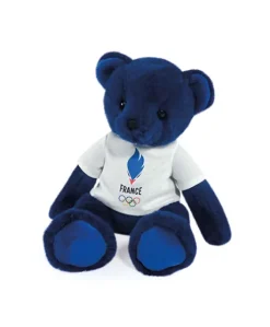 Ours en peluche bleu avec T-shirt Equipe de France - 30 cm