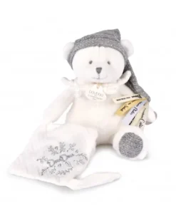 Ours en peluche Gris attache-sucette - 20 cm - Collection Anniversaire