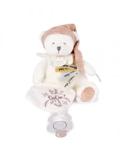 Ours en peluche Rose attache-sucette - 20 cm - Collection Anniversaire
