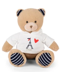 Ours Peluche Sweat Tour Eiffel 28 cm : Souvenir Paris