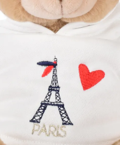 Ours Peluche Sweat Tour Eiffel 28 cm : Souvenir Paris