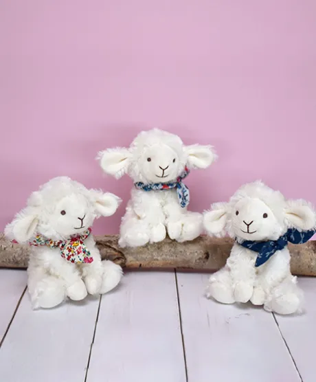 Peluche agneau blanc avec chouchou - 12 cm - Modèle aléatoire