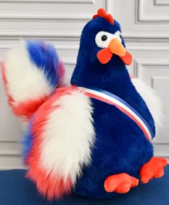 Peluche coq bleu marine - 24 cm - Fabriqué en France