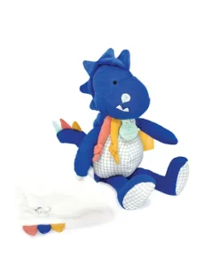 Peluche de dinosaure bleu avec doudou -  Sashou - 25 cm
