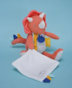 Peluche de dinosaure orange avec doudou -  Lou - 25 cm