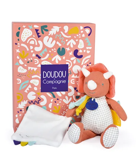 Peluche de dinosaure orange avec doudou - Lou - 25 cm