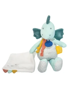 Peluche de dinosaure vert avec doudou -  Filou - 25 cm