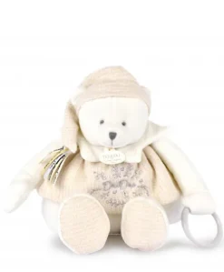 Peluche eveil Bébé Ours Blanc - 30 cm - Collection Anniversaire